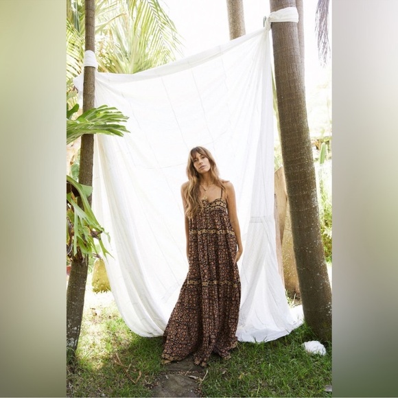 kinga csilla Dresses & Skirts - Kinga Csilla Turner Floral Neroli Dress Brown Bohemian Cotton Size Small